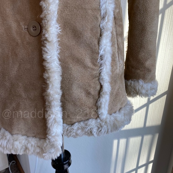 Wilson’s Leather Maxima Small Leather Patchwork Coat Faux Fur Tan Brown S - Picture 7 of 15